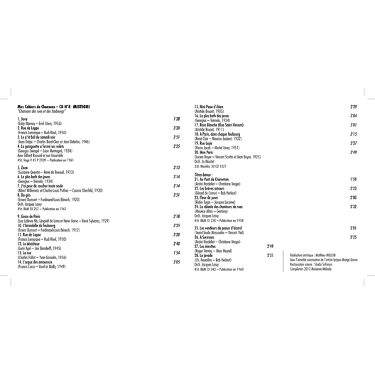 Mes cahiers de chansons vol.8 : Mistigri