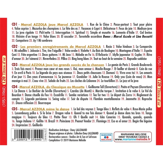 Vive Marcel Azzola : 120 titres d'or (1951-1962)
