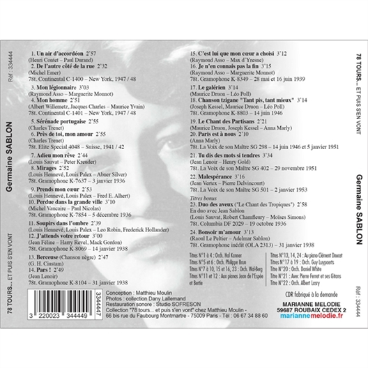 Germaine Sablon : 78 T