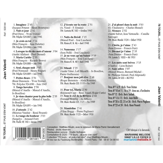 Jean Valenti : Succès et raretés