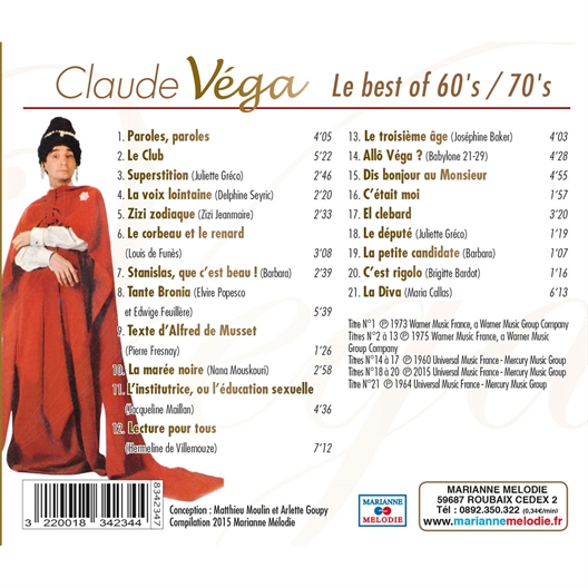 Claude Véga : Le best Of 60's / 70's